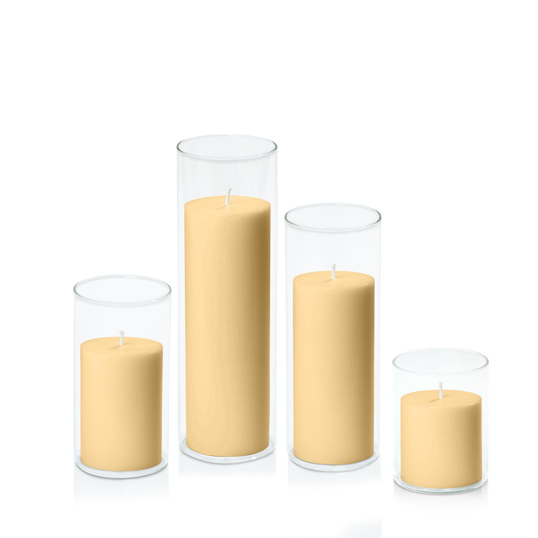 Gold 7cm Pillar in 8cm Glass, Sm - Set of 6