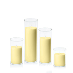Lemon 7cm Pillar in 8cm Glass Set - Sm Pack of 1