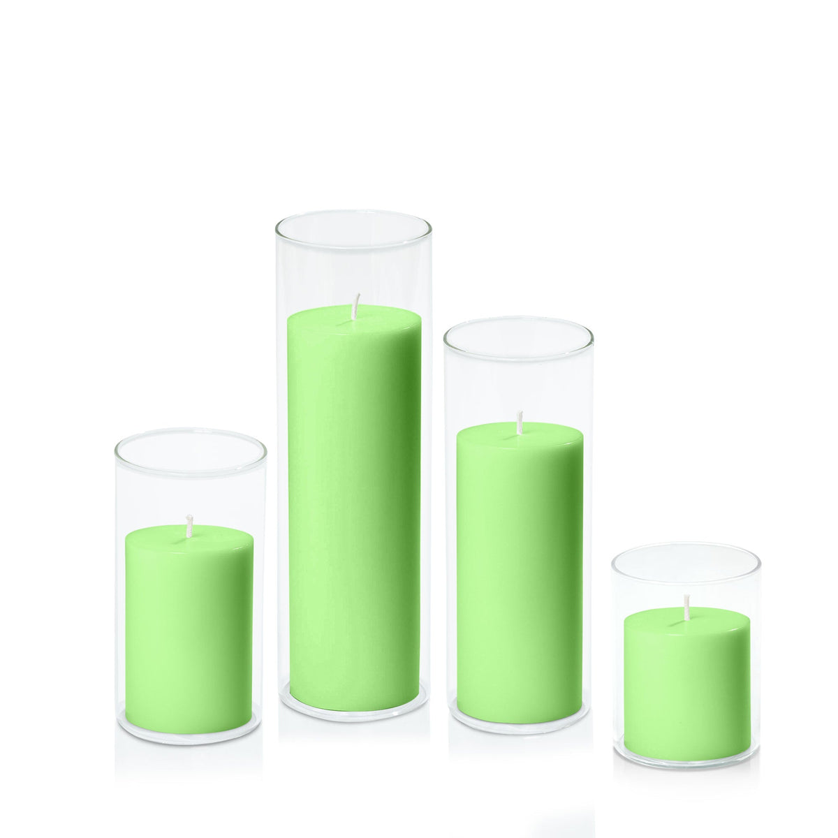 Lime 7cm Pillar in 8cm Glass, Sm - Set of 6