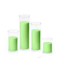 Lime 7cm Pillar in 8cm Glass, Sm - Set of 6