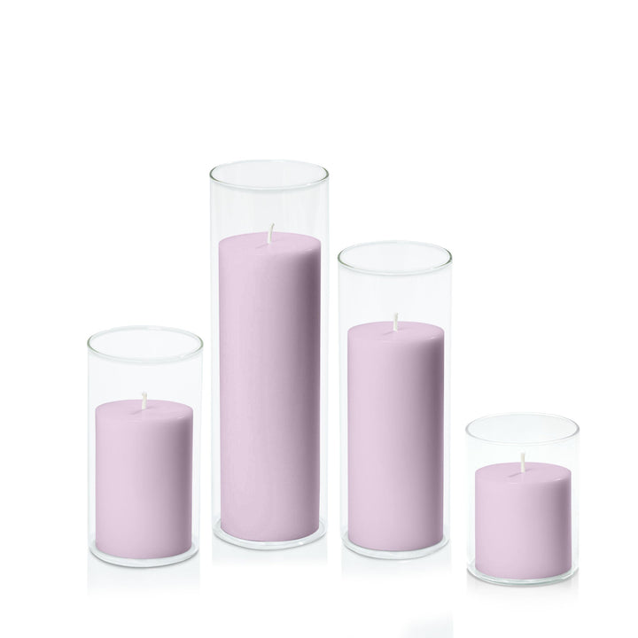 Lilac 7cm Pillar in 8cm Glass, Sm - Set of 6