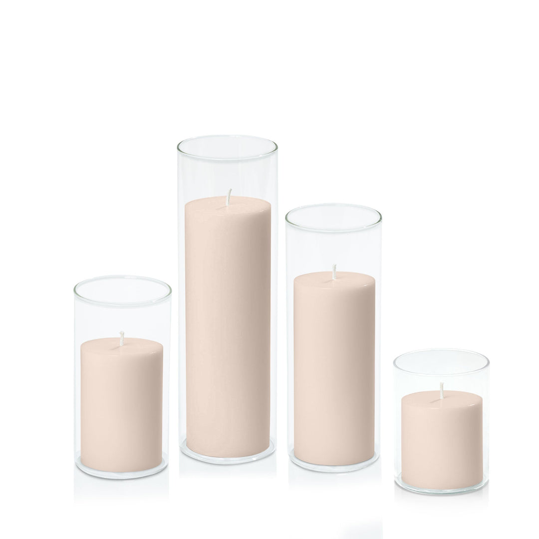 Nude 7cm Pillar in 8cm Glass, Sm - Set of 6