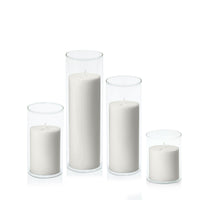 Stone 7cm Pillar in 8cm Glass Set - Sm