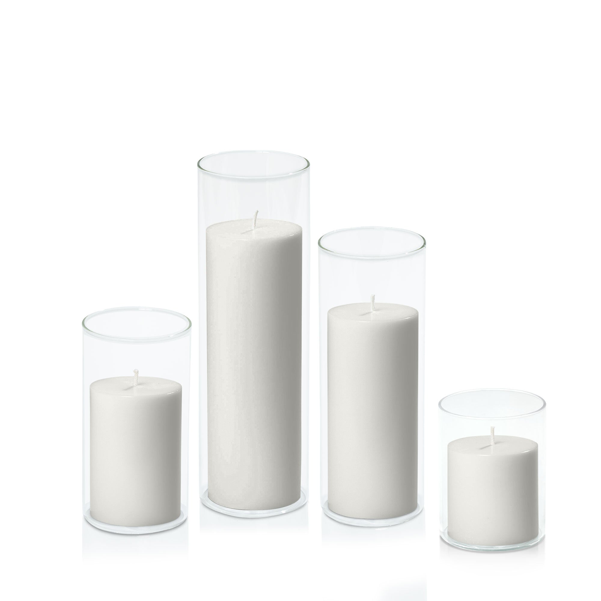 Stone 7cm Pillar in 8cm Glass, Sm - Set of 6