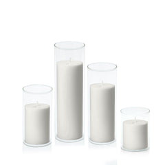 Stone 7cm Pillar in 8cm Glass, Sm - Set of 6