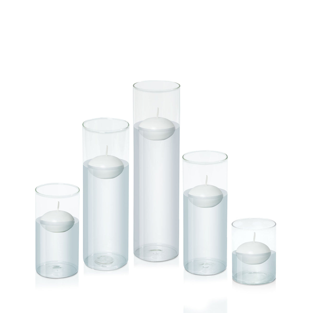 White 6cm Event Floating Candle in 8cm Glass, Sm - Set of 6