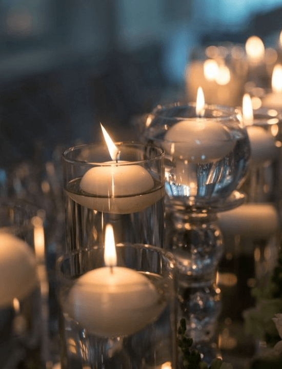 White 6cm Event Floating Candle in 8cm Glass, Sm - Set of 6