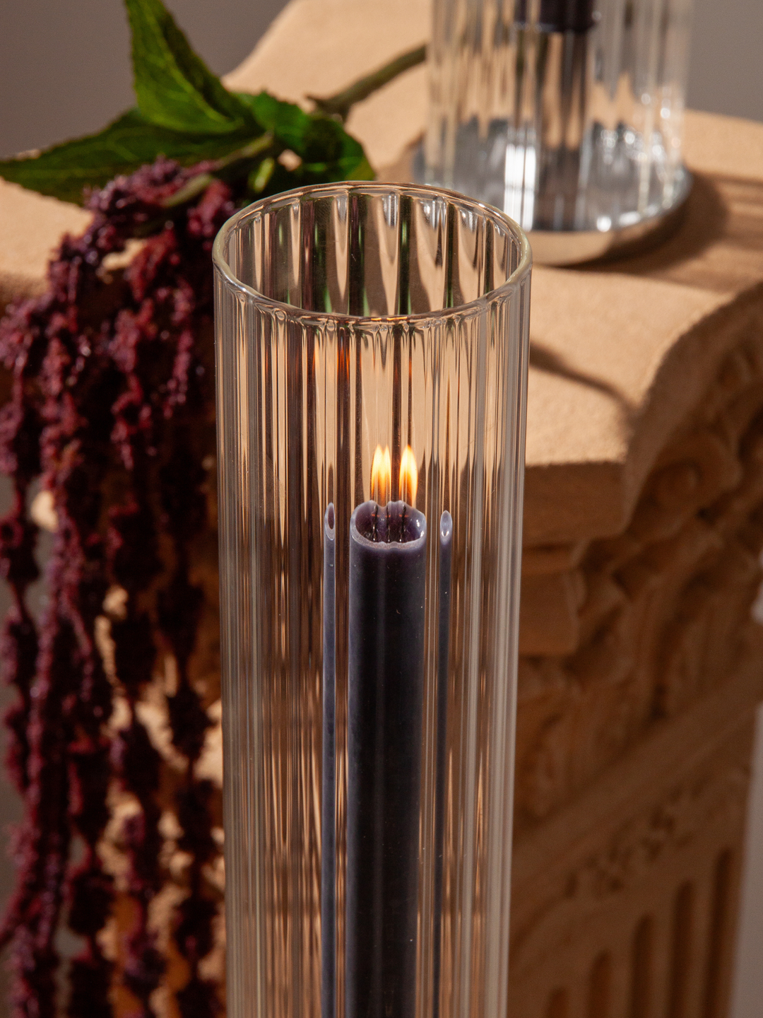 Clear 6.5cm x 35cm Ribbed Glass Sleeve