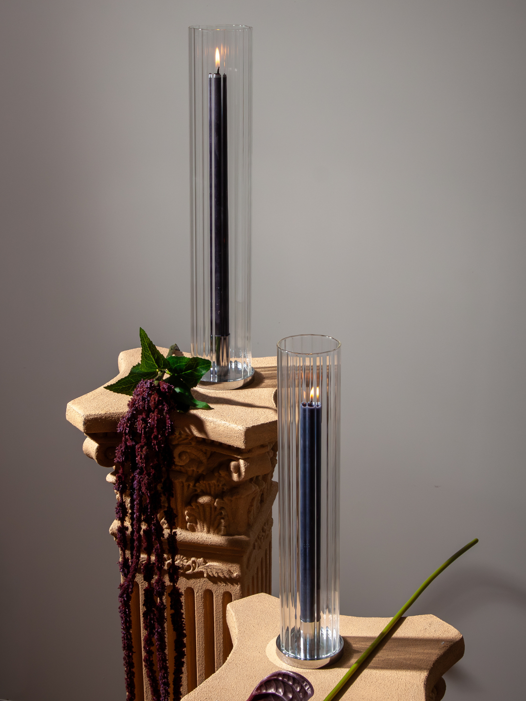 Clear 8cm x 45cm Ribbed Glass Sleeve