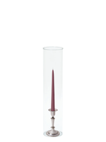 Burgundy 25cm Taper Candles with Medium Antique Silver Eloise Candle Holders and Sleeves - Set of 12