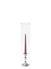 Burgundy 25cm Taper Candles with Medium Antique Silver Eloise Candle Holders and Sleeves - Set of 12 Pack of 12