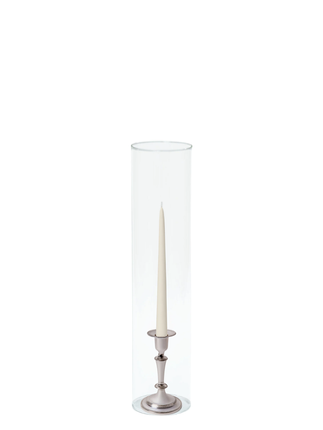 Ivory 25cm Taper Candles with Medium Antique Silver Eloise Candle Holders and Sleeves - Set of 12 Pack of 12