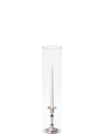 Ivory 25cm Taper Candles with Medium Antique Silver Eloise Candle Holders and Sleeves - Set of 12