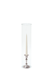 Ivory 25cm Taper Candles with Medium Antique Silver Eloise Candle Holders and Sleeves - Set of 12 Pack of 12