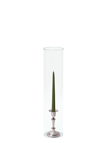 Olive 25cm Taper Candles with Medium Antique Silver Eloise Candle Holders and Sleeves - Set of 12 Pack of 12