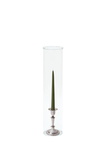 Olive 25cm Taper Candles with Medium Antique Silver Eloise Candle Holders and Sleeves - Set of 12