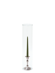 Olive 25cm Taper Candles with Medium Antique Silver Eloise Candle Holders and Sleeves - Set of 12 Pack of 12