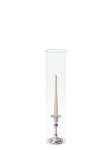 Sandstone 25cm Taper Candles with Medium Antique Silver Eloise Candle Holders and Sleeves - Set of 12 Pack of 12