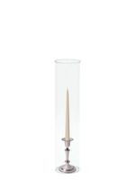 Sandstone 25cm Taper Candles with Medium Antique Silver Eloise Candle Holders and Sleeves - Set of 12