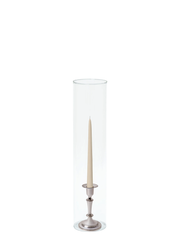 Sandstone 25cm Taper Candles with Medium Antique Silver Eloise Candle Holders and Sleeves - Set of 12 Pack of 12