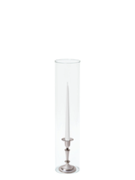 White 25cm Taper Candles with Medium Antique Silver Eloise Candle Holders and Sleeves - Set of 12