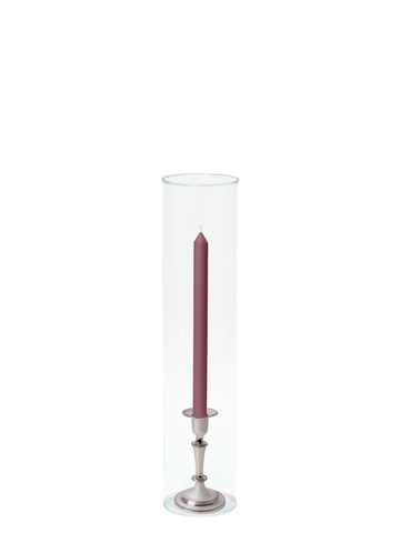 Burgundy 30cm Dinner Candles with Medium Antique Silver Eloise Candle Holders and Sleeves - Set of 12 Pack of 12