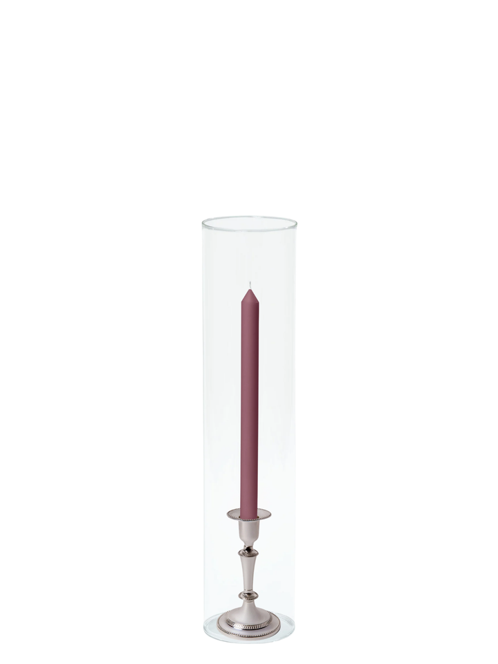 Burgundy 30cm Dinner Candles with Medium Antique Silver Eloise Candle Holders and Sleeves - Set of 12 Pack of 12