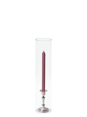 Burgundy 30cm Dinner Candles with Medium Antique Silver Eloise Candle Holders and Sleeves - Set of 12 Pack of 12