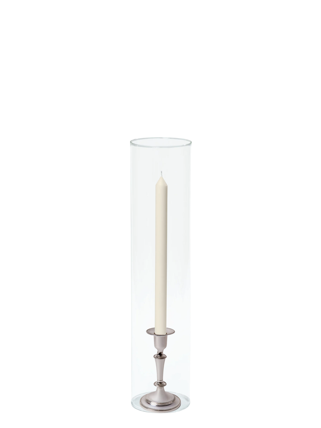 Ivory 30cm Dinner Candles with Medium Antique Silver Eloise Candle Holders and Sleeves - Set of 12 Pack of 12