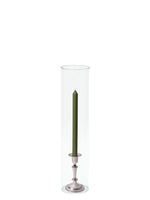 Olive 30cm Dinner Candles with Medium Antique Silver Eloise Candle Holders and Sleeves - Set of 12