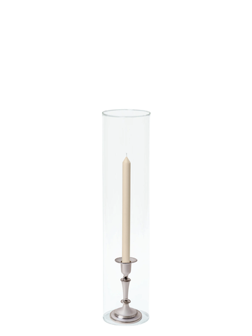 Sandstone 30cm Dinner Candles with Medium Antique Silver Eloise Candle Holders and Sleeves - Set of 12 Pack of 12