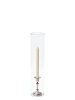 Sandstone 30cm Dinner Candles with Medium Antique Silver Eloise Candle Holders and Sleeves - Set of 12