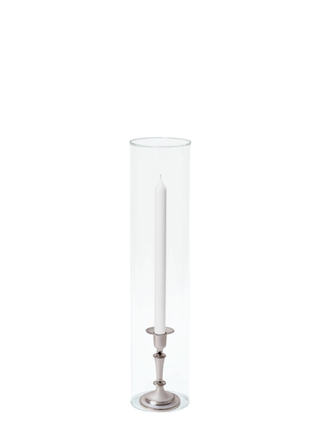 White 30cm Dinner Candles with Medium Antique Silver Eloise Candle Holders and Sleeves - Set of 12 Pack of 12