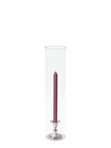 Burgundy 30cm Dinner Candles with Small Antique Silver Eloise Candle Holders and Sleeves - Set of 12 Pack of 12
