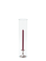 Burgundy 30cm Dinner Candles with Small Antique Silver Eloise Candle Holders and Sleeves - Set of 12