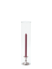 Burgundy 30cm Dinner Candles with Small Antique Silver Eloise Candle Holders and Sleeves - Set of 12 Pack of 12
