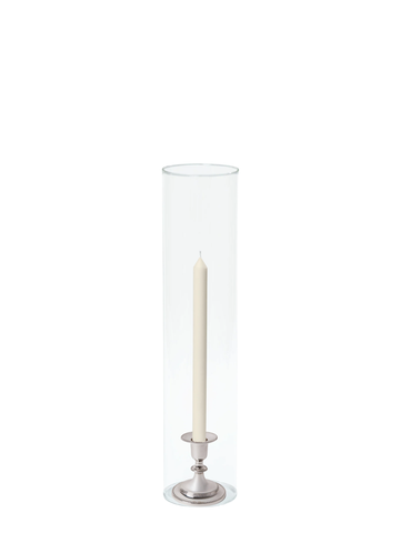 Ivory 30cm Dinner Candles with Small Antique Silver Eloise Candle Holders and Sleeves - Set of 12 Pack of 12