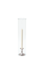 Ivory 30cm Dinner Candles with Small Antique Silver Eloise Candle Holders and Sleeves - Set of 12