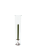 Olive 30cm Dinner Candles with Small Antique Silver Eloise Candle Holders and Sleeves - Set of 12