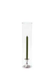Olive 30cm Dinner Candles with Small Antique Silver Eloise Candle Holders and Sleeves - Set of 12 Pack of 12