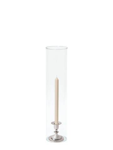 Sandstone 30cm Dinner Candles with Small Antique Silver Eloise Candle Holders and Sleeves - Set of 12 Pack of 12