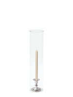 Sandstone 30cm Dinner Candles with Small Antique Silver Eloise Candle Holders and Sleeves - Set of 12