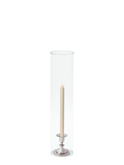 Sandstone 30cm Dinner Candles with Small Antique Silver Eloise Candle Holders and Sleeves - Set of 12 Pack of 12