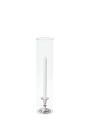 White 30cm Dinner Candles with Small Antique Silver Eloise Candle Holders and Sleeves - Set of 12 Pack of 12