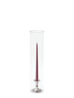 Burgundy 35cm Taper Candles with Small Antique Silver Eloise Candle Holders and Sleeves - Set of 12