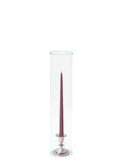 Burgundy 35cm Taper Candles with Small Antique Silver Eloise Candle Holders and Sleeves - Set of 12 Pack of 12