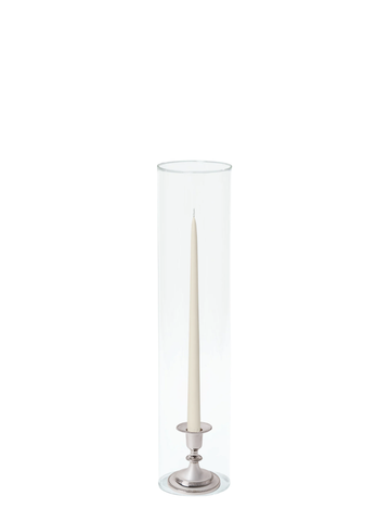 Ivory 35cm Taper Candles with Small Antique Silver Eloise Candle Holders and Sleeves - Set of 12 Pack of 12