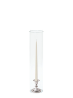 Ivory 35cm Taper Candles with Small Antique Silver Eloise Candle Holders and Sleeves - Set of 12