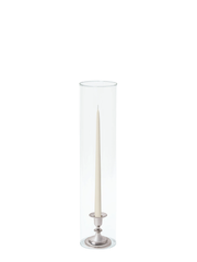 Ivory 35cm Taper Candles with Small Antique Silver Eloise Candle Holders and Sleeves - Set of 12 Pack of 12