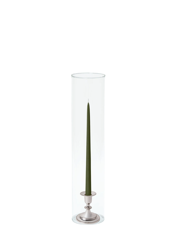 Olive 35cm Taper Candles with Small Antique Silver Eloise Candle Holders and Sleeves - Set of 12 Pack of 12